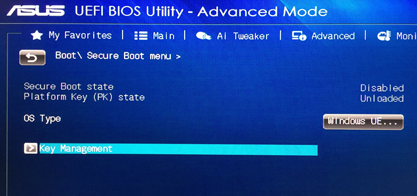 Disabled Uefi Secure Boot State